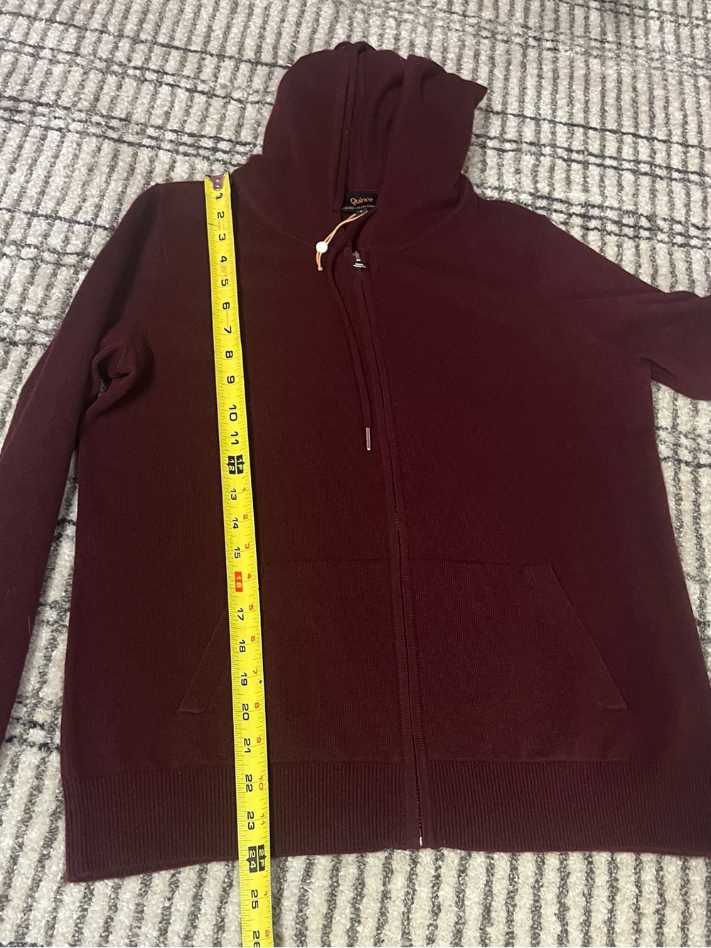 NWOT Quince 100% Mongolian Cashmere Full Zip Sweater - Small - Burgundy - Picture 9 of 10